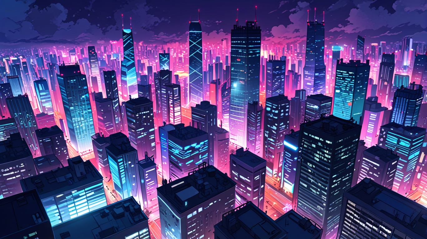 Aerial night view of Monazuki Land
