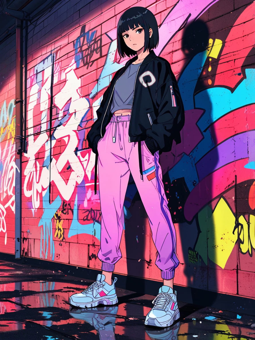 Neon night market